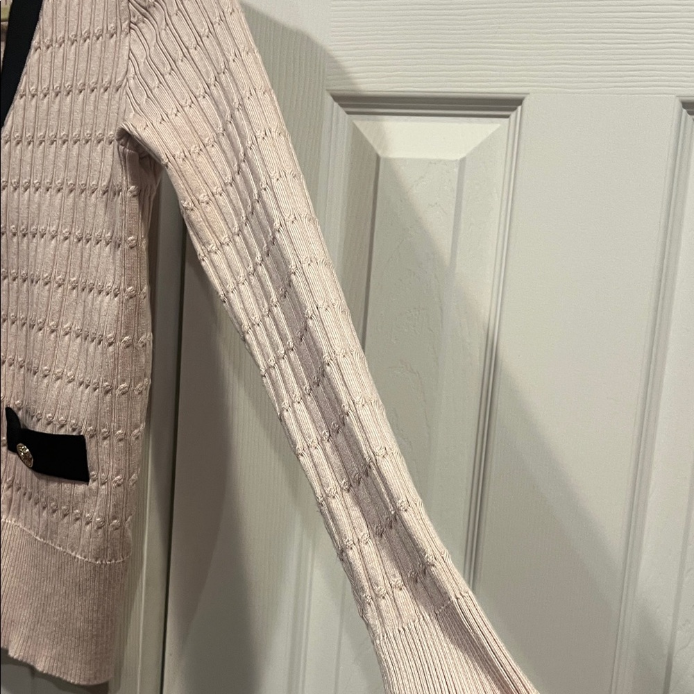 Adrianna Papell tan Cardigan with Black and gold Accents - Picture 4 of 10